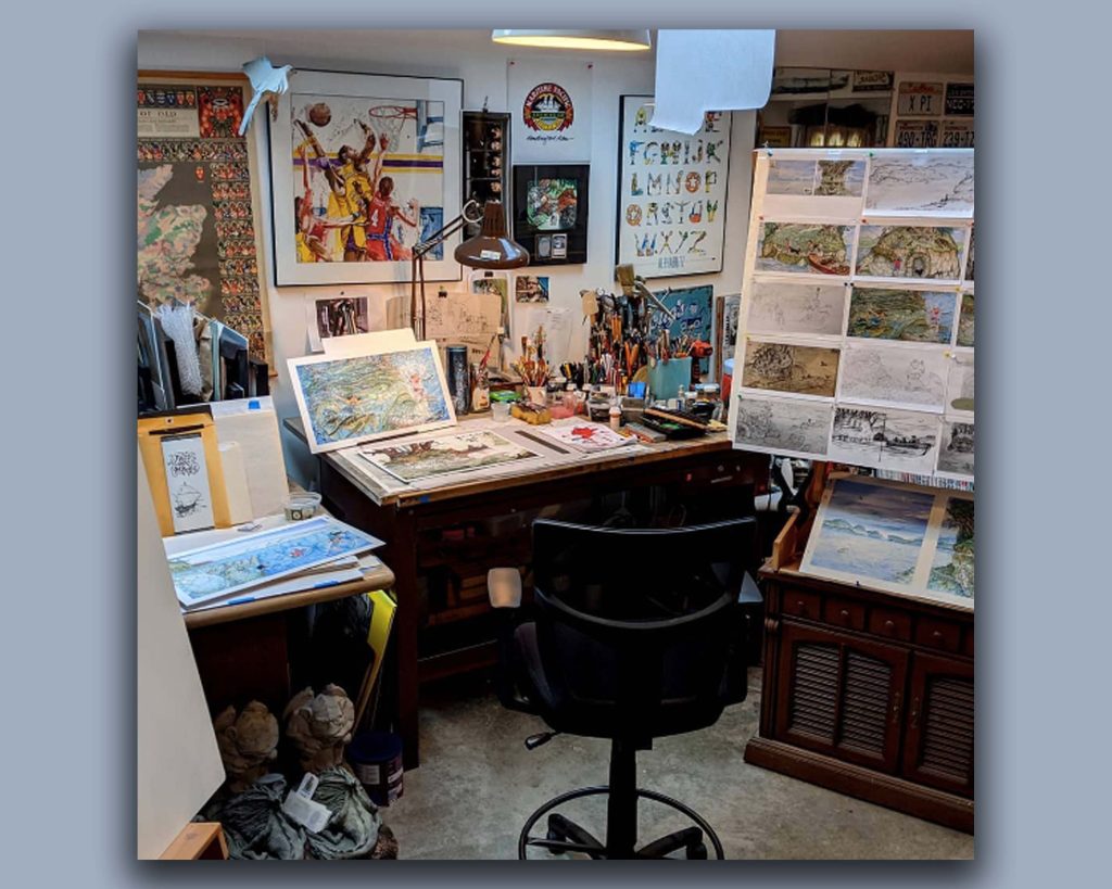 Picture of art studio from Doug Keith instagram.