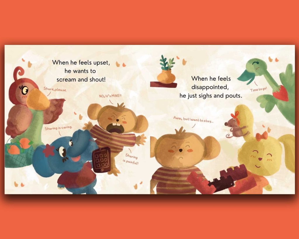 Book pages monkey yelling about tablet. Help Little Ones Learn To Cope With 'Feeling All My Feelings Book'
