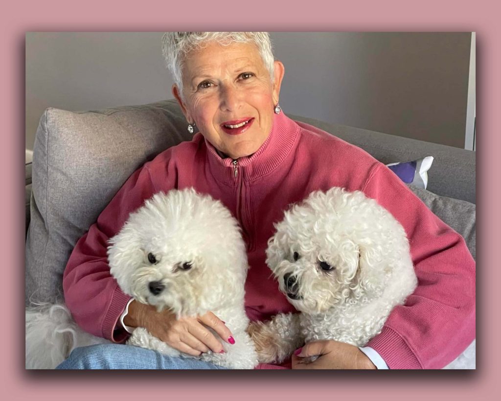 Linda Hansen with her two dogs.