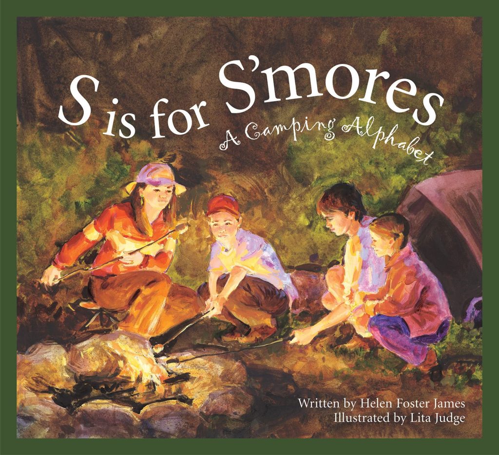 Book cover children roasting marshmellows at fire. 13 Excellent Books About Camping To Stoke Outdoor Adventure