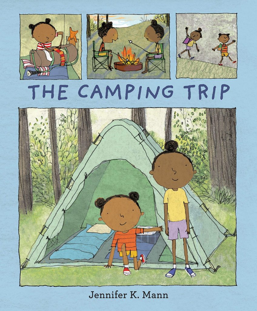 Book cover with two children standing near tent. 13 Excellent Books About Camping To Stoke Outdoor Adventure