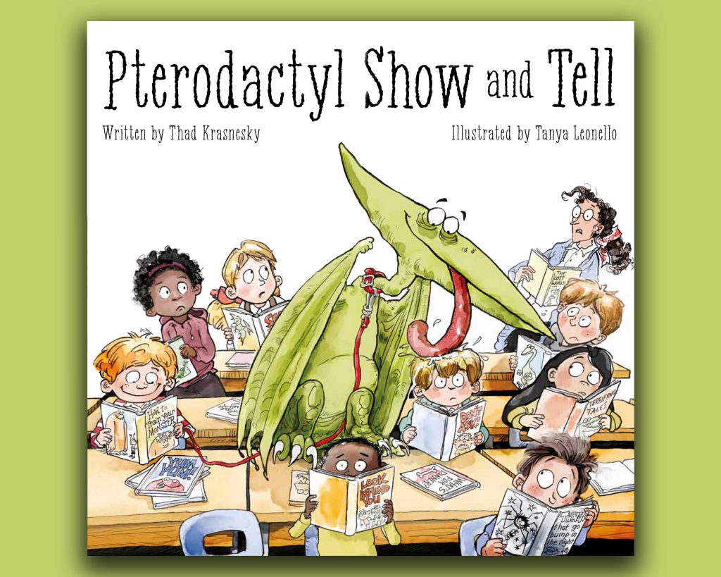 Book cover pterodactyl licking child's head. A Playful Pet Leaves Students Petrified in 'Pterodactyl Show and Tell'