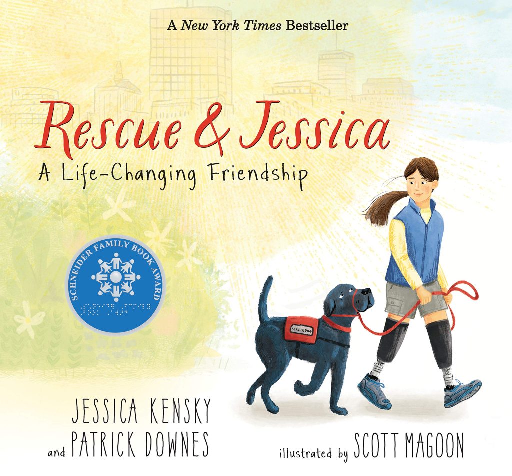 Book cover person walking service dog. 14 Picture Books Starring Furry and Lovable Dogs